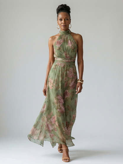 | Robe Midi a Encuellore Halter Froncée Mirelle