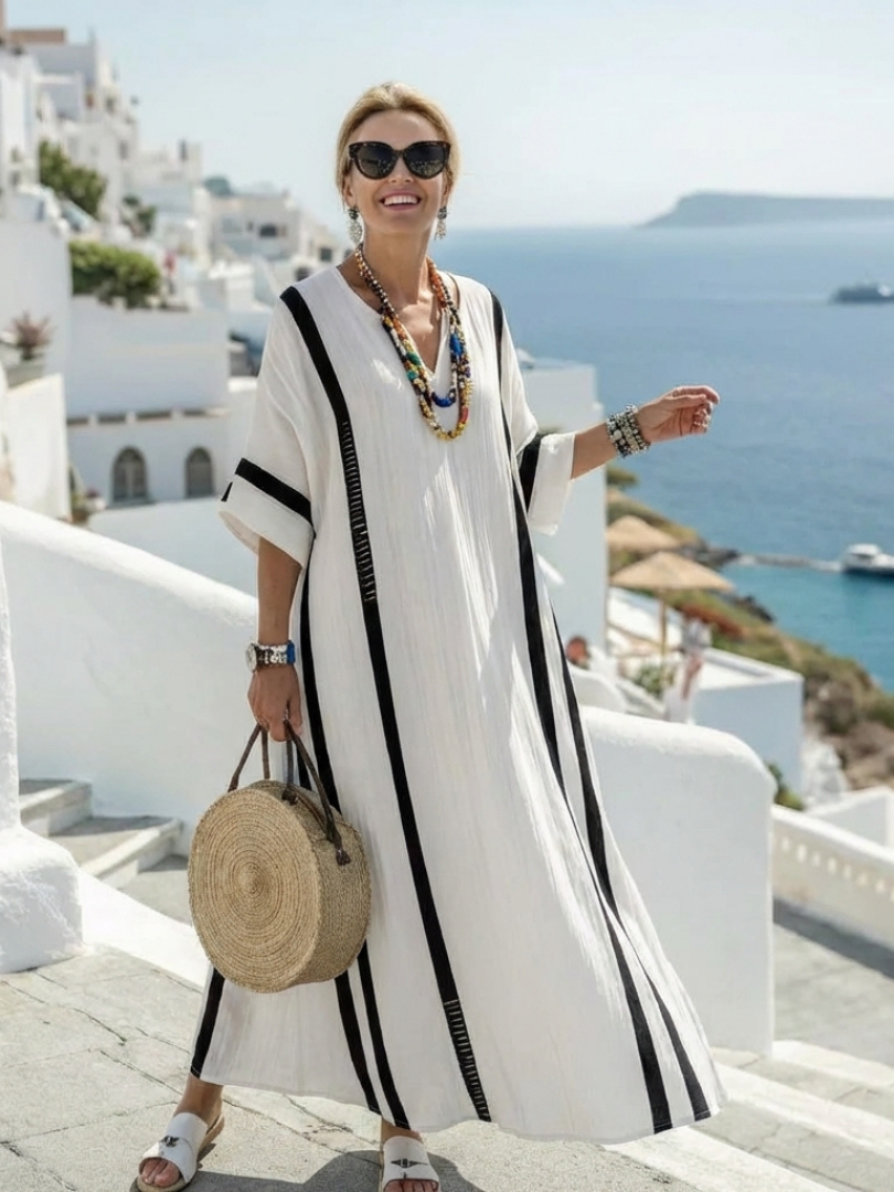 | Robe Maxi a Manches Cortes Elvienne