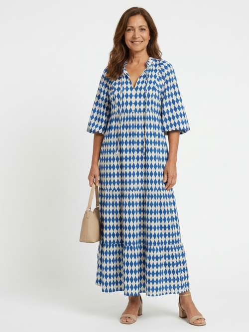| Robe Midi a Imprimé Diamant Elodie