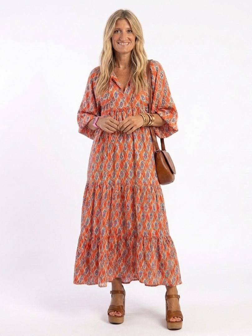 | Robe Midi Géométrique a Volants Chloé