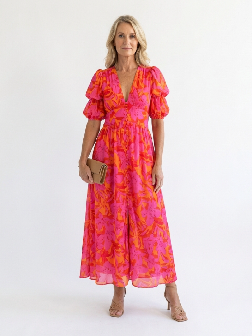 | Robe Midi a Manches Boffantes Willow