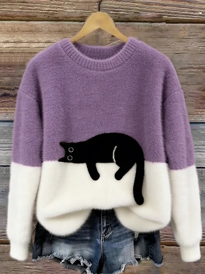 Tarcisio - Sudadera Mujer con Estampado de Gato