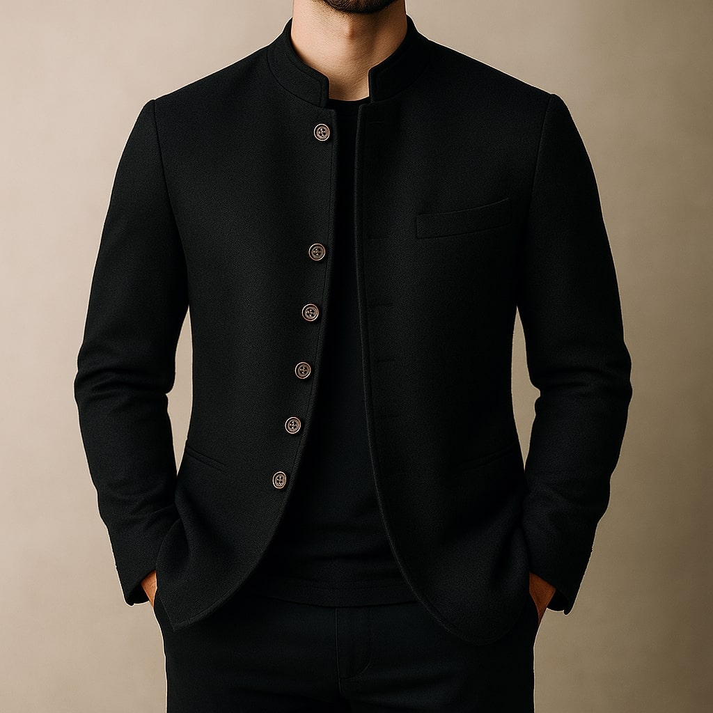| VESTE EN LAINE AVEC COL DROIT