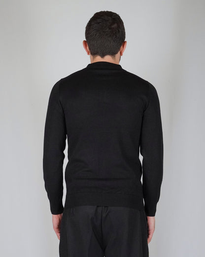 Ricardus – Polo Manga Larga Hombre Negro de Punto Elegante