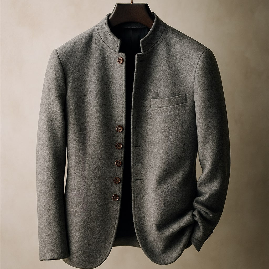 | VESTE EN LAINE AVEC COL DROIT
