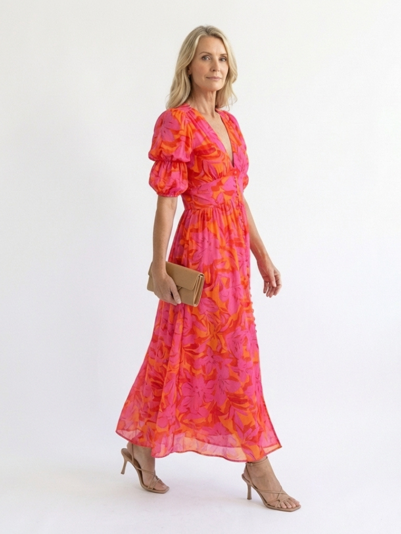 | Robe Midi a Manches Boffantes Willow