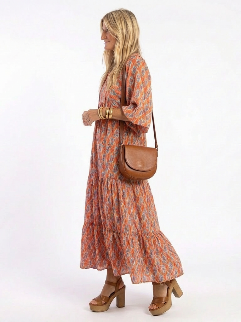 | Robe Midi Géométrique a Volants Chloé
