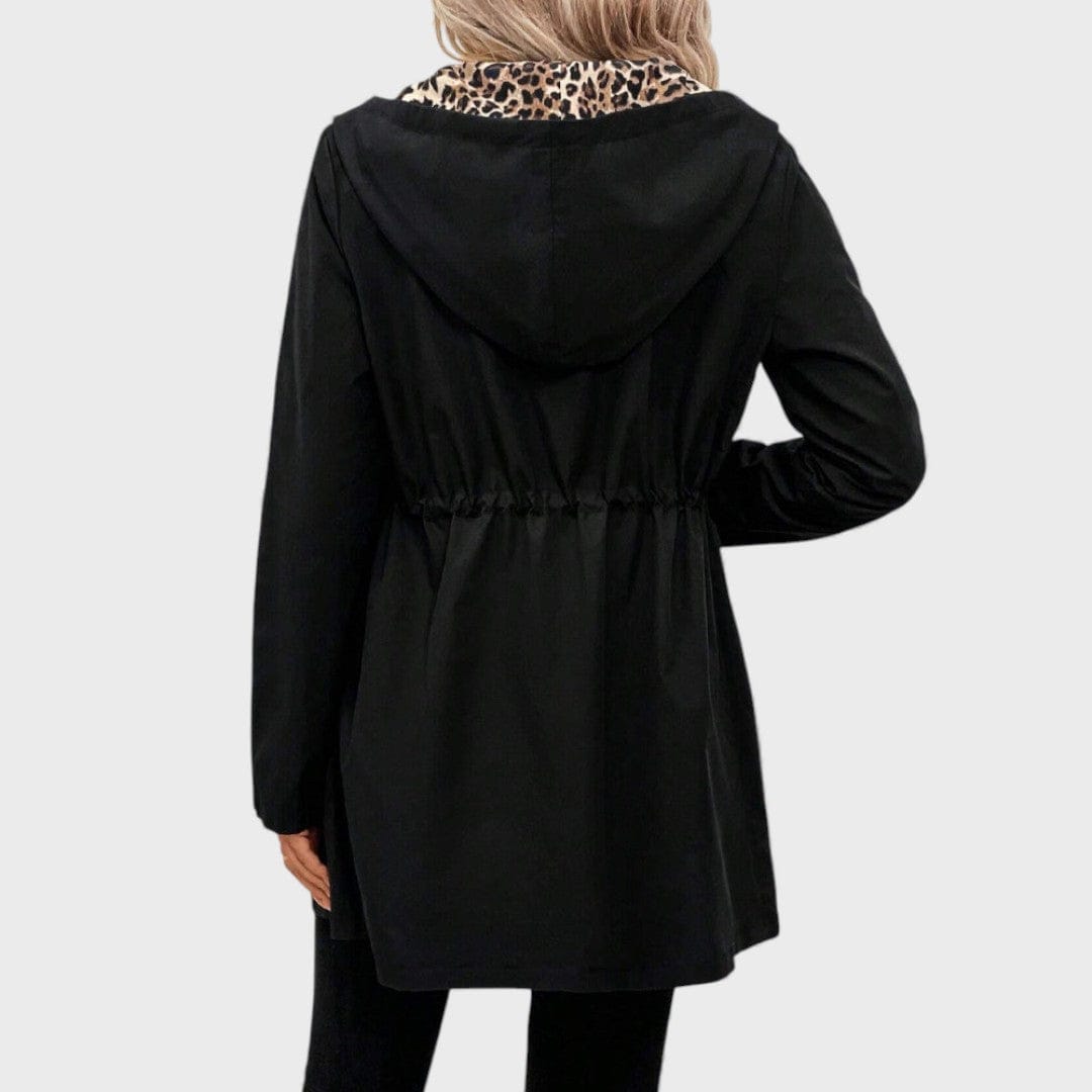 Leo - Abrigo reversible con capucha y estampado de leopardo