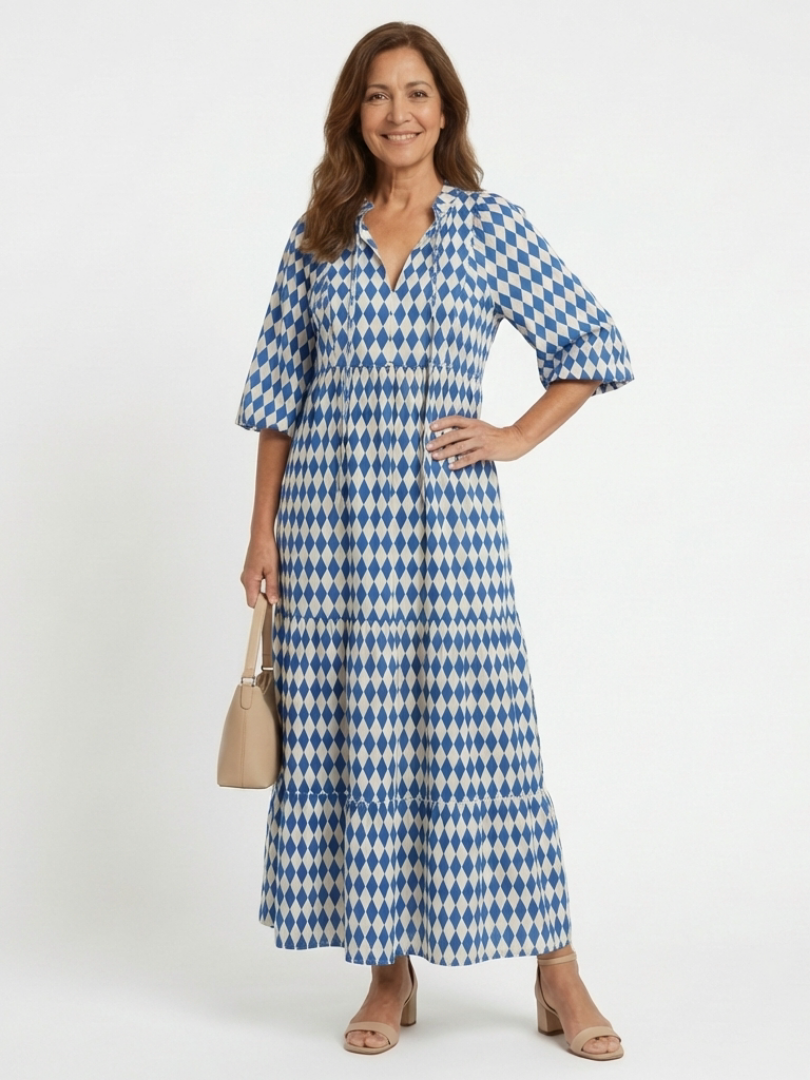 | Robe Midi a Imprimé Diamant Elodie