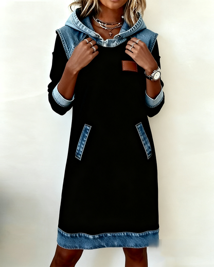 Vestido casual elegante para otoño con capucha