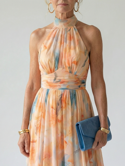 Elin, vestido midi con cuello halter suave
