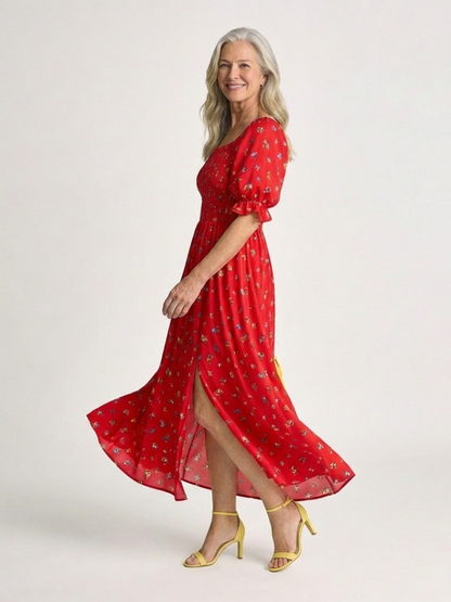 DLEACROIX | Robe Midi a Manches Boffantes Delphine