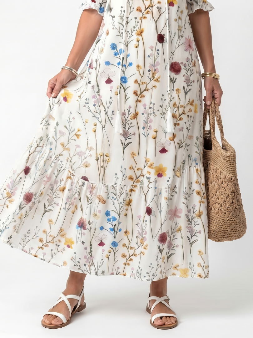 Sylvie | Vestido Midi Anudado Estampado Botánico