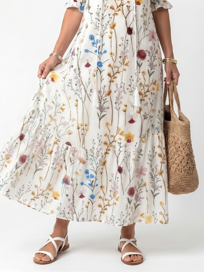 Sylvie | Vestido Midi Anudado Estampado Botánico