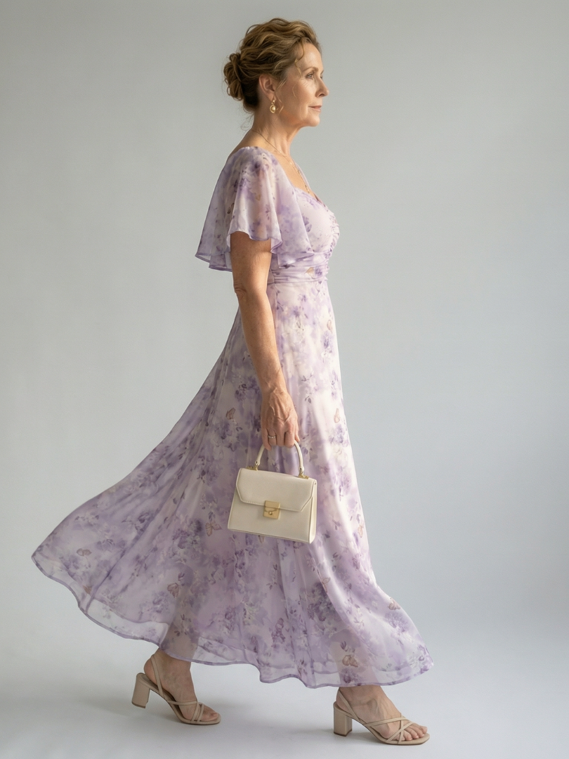 | Robe Midi a Manches Volantes Vaelis