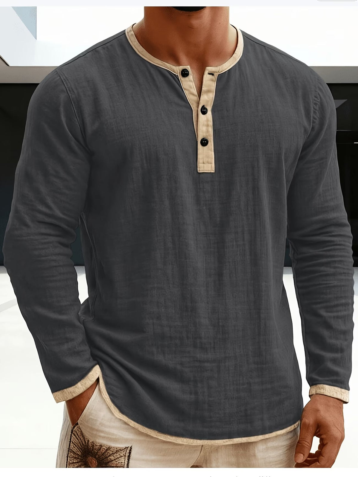 Ercole – Jersey Henley Hombre Manga Larga