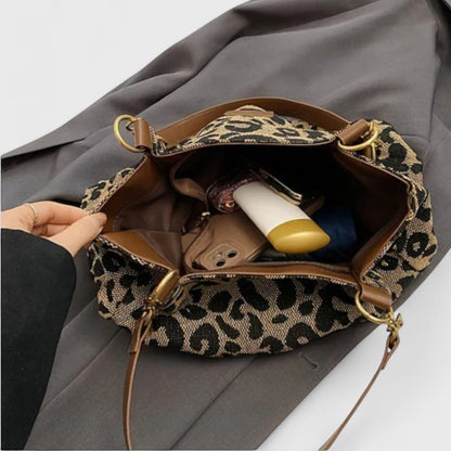 Bolso shopper de lona con estampado de leopardo