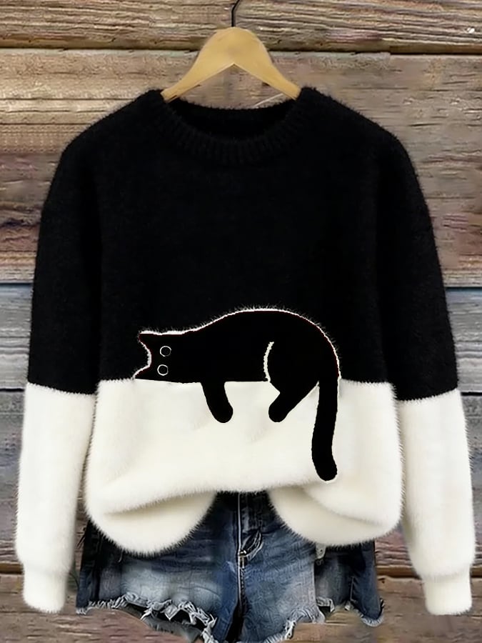 Tarcisio - Sudadera Mujer con Estampado de Gato