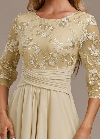 Elin™ — Vestido Champán con Delicados Bordados