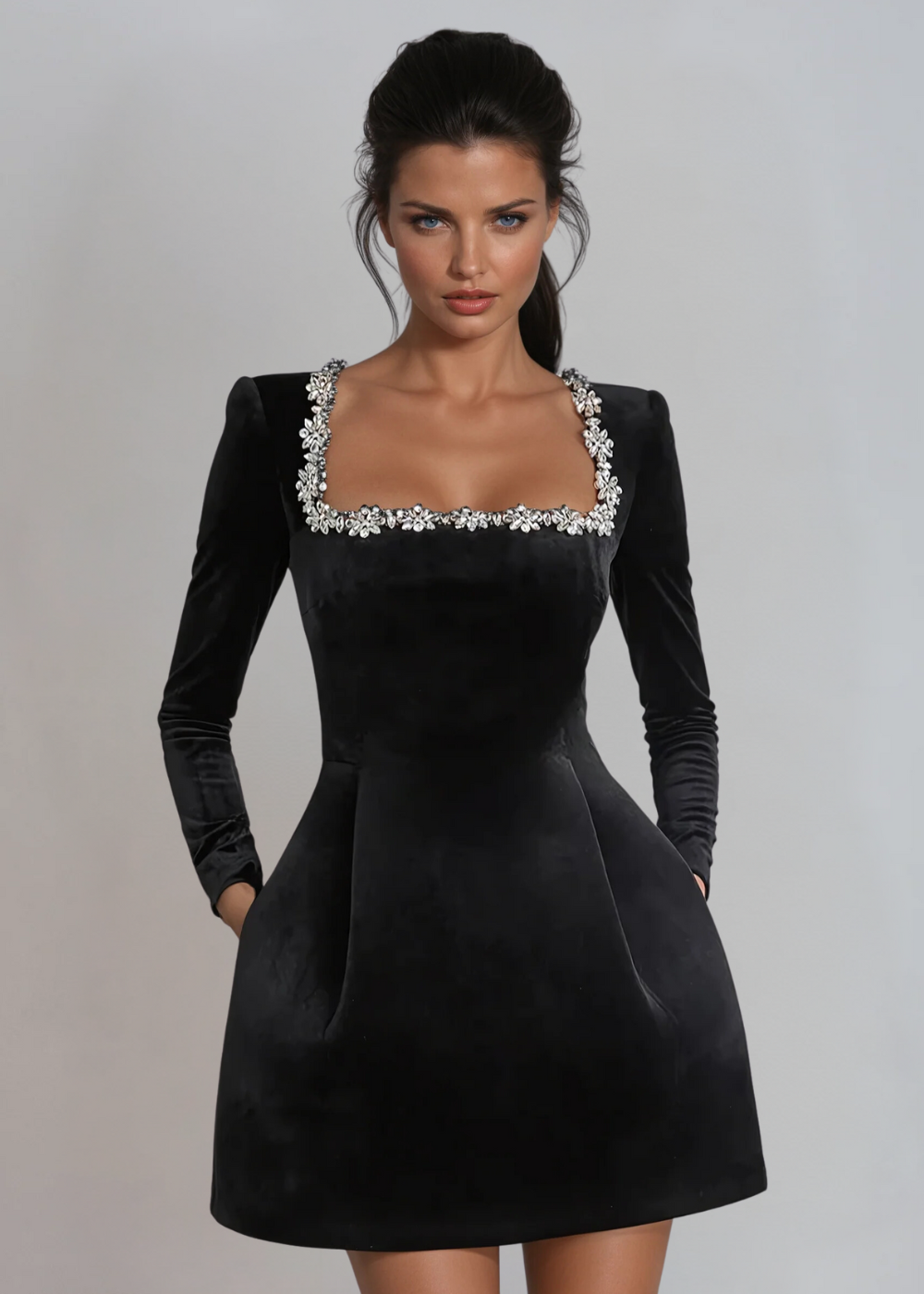 Vestido corto de terciopelo