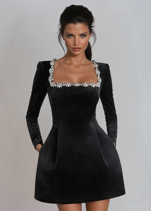 Vestido corto de terciopelo