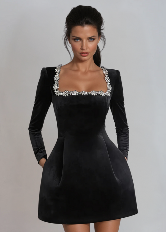 Vestido corto de terciopelo