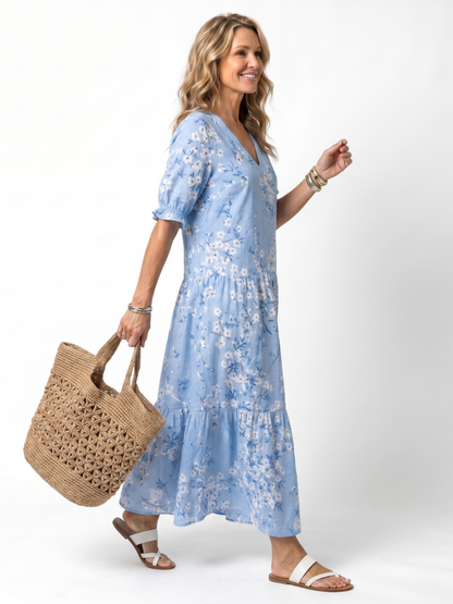 | Robe Midi Fleurie a Pompons Michèle