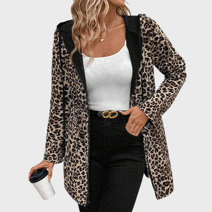 Leo - Abrigo reversible con capucha y estampado de leopardo
