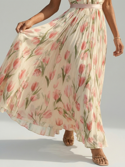 | Robe Midi a Col Halter a Fleurs Aurelle