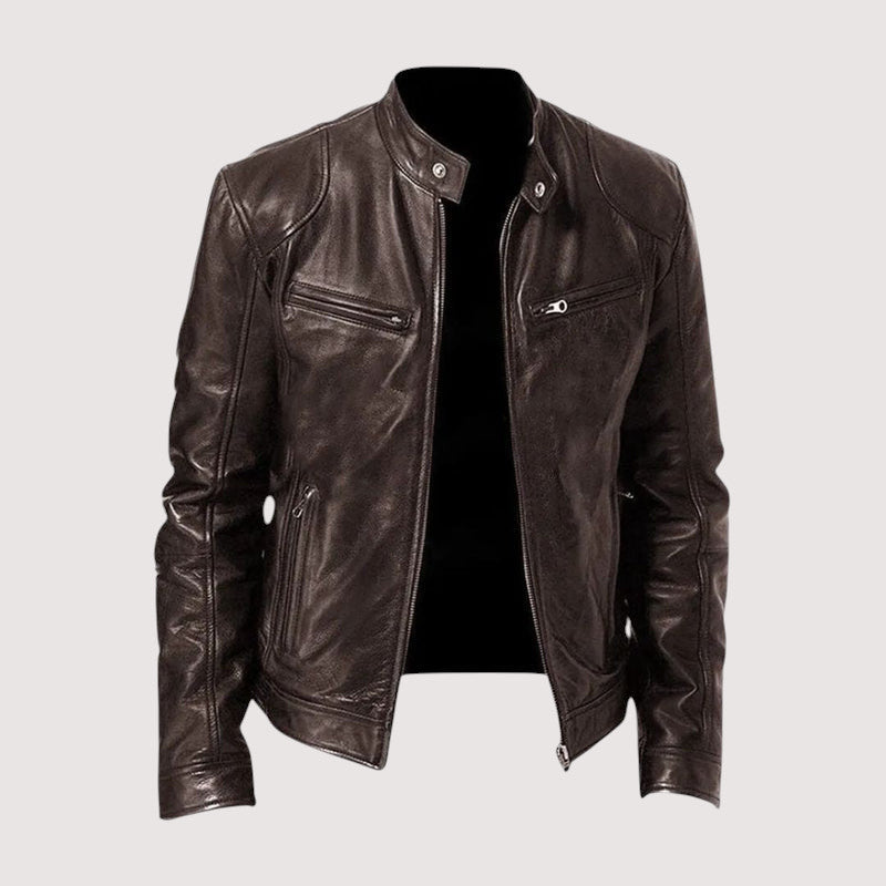 | VESTE EN CUIR HAUT DE GAMME ÉLÉGANTE POUR HOMME
