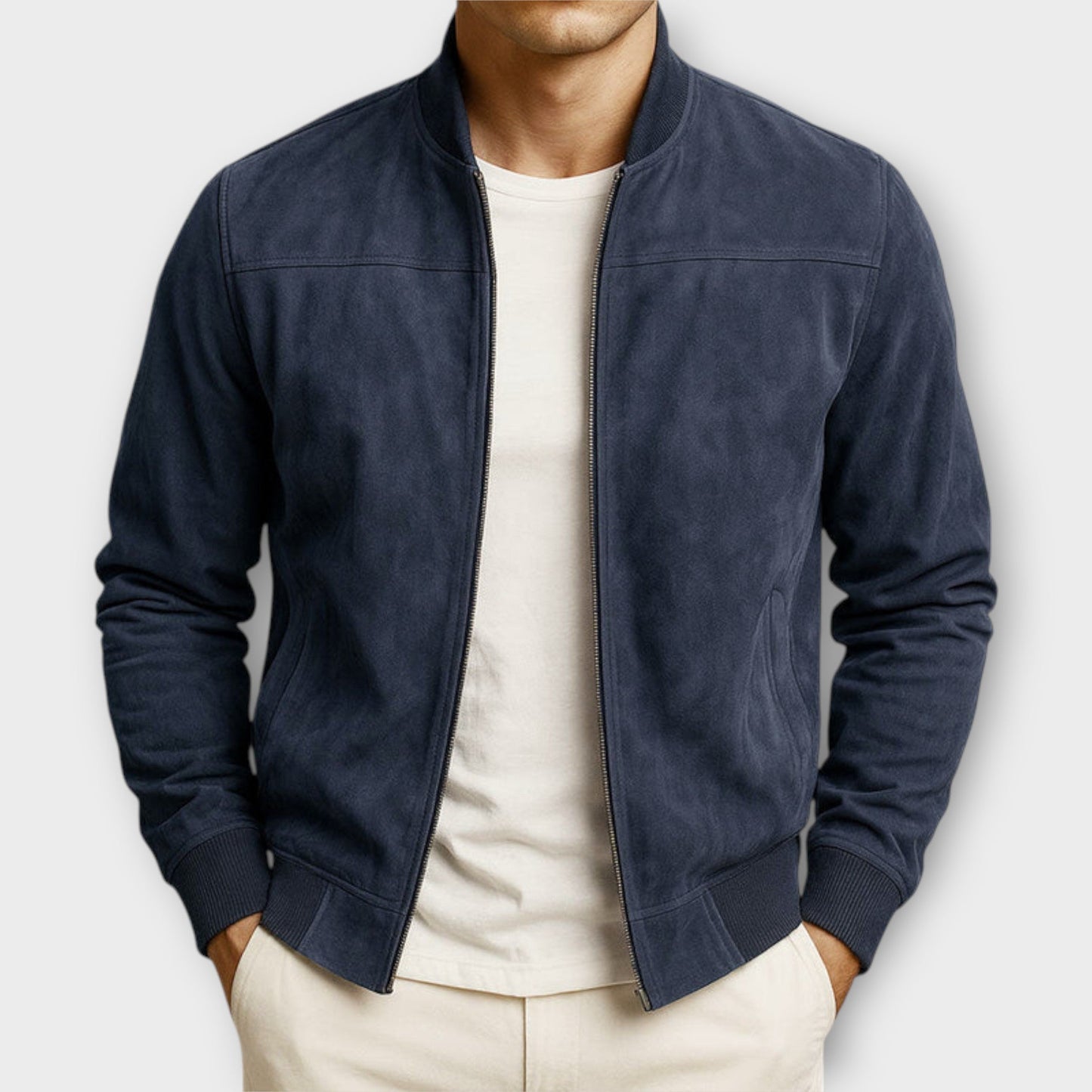 | VESTE BOMBER EN CUIR SUEDE HOMME