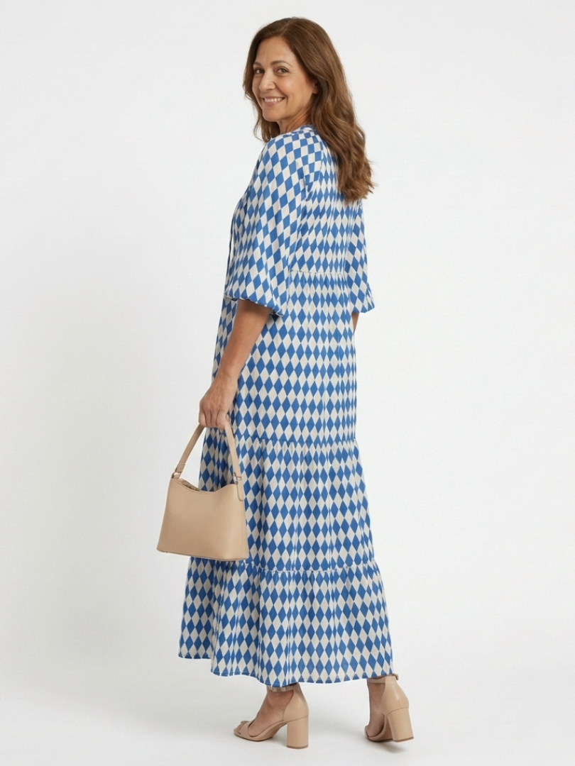 | Robe Midi a Imprimé Diamant Elodie