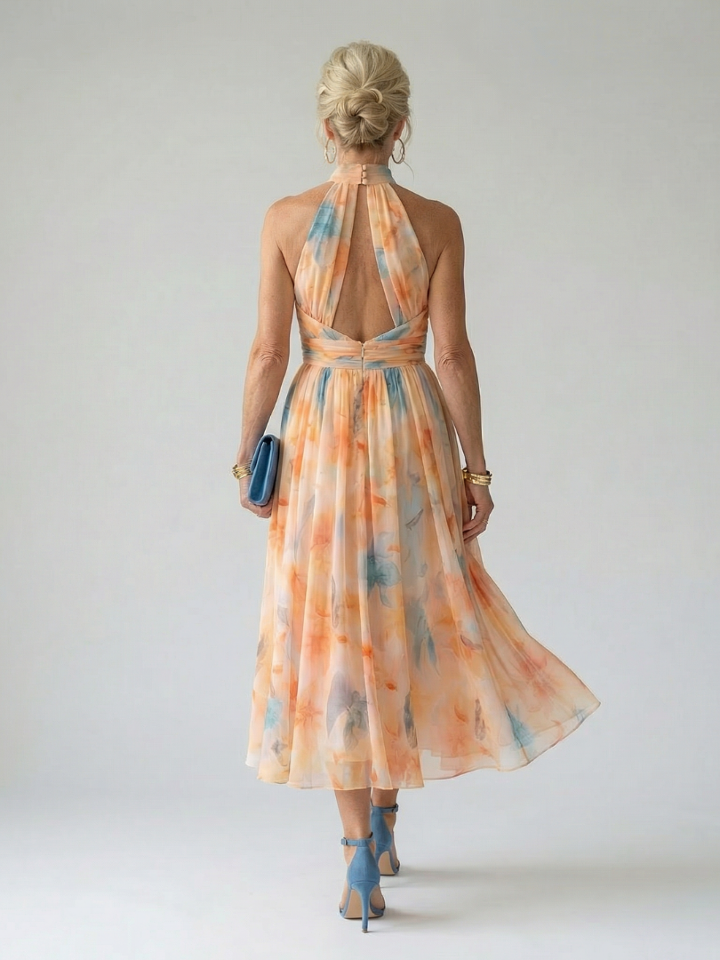Elin, vestido midi con cuello halter suave