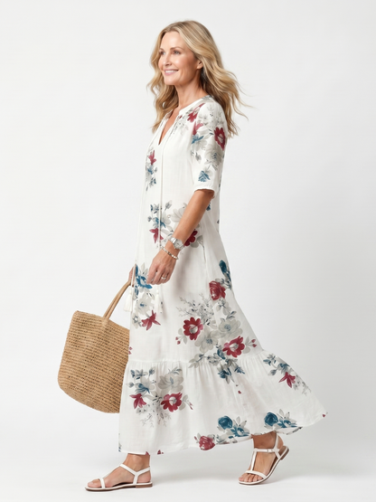 | Robe Midi Fleurie a Pompons Élina