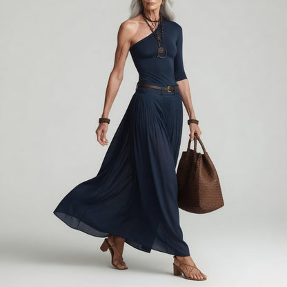 Constance™ — Vestido Largo Asimétrico Un Hombro Chic
