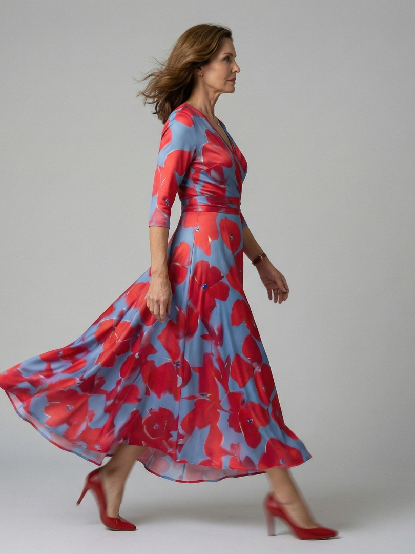 | Robe Midi Croisée a Col Celine
