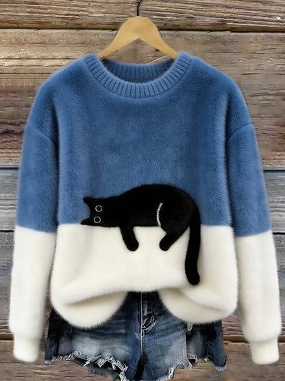 Tarcisio - Sudadera Mujer con Estampado de Gato