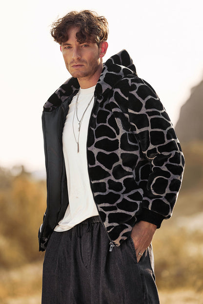 Ruggero – Sudadera Leopardo con Capucha y Cremallera para Hombre