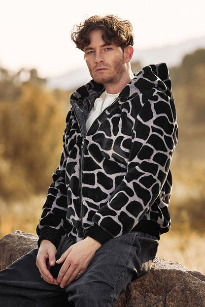 Ruggero – Sudadera Leopardo con Capucha y Cremallera para Hombre