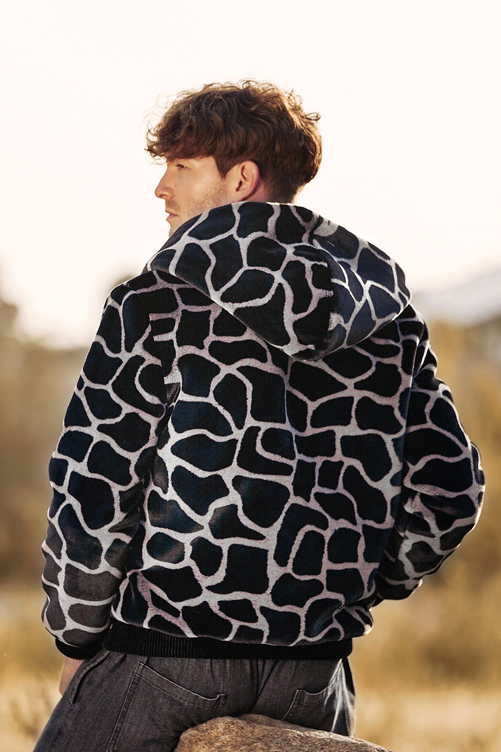 Ruggero – Sudadera Leopardo con Capucha y Cremallera para Hombre