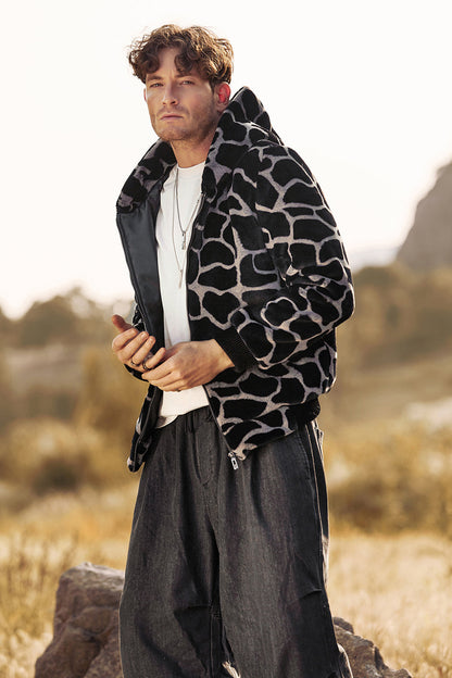 Ruggero – Sudadera Leopardo con Capucha y Cremallera para Hombre