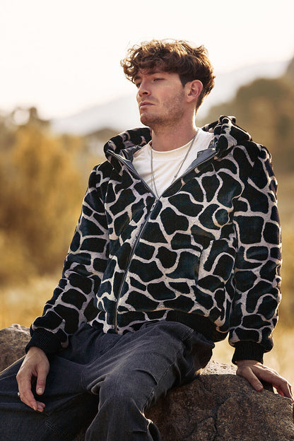 Ruggero – Sudadera Leopardo con Capucha y Cremallera para Hombre