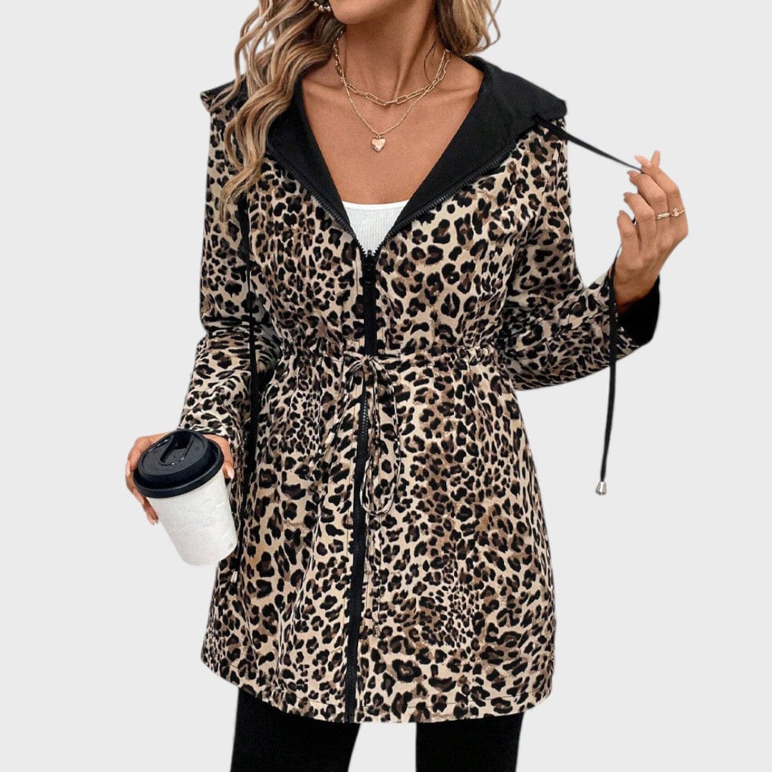 Leo - Abrigo reversible con capucha y estampado de leopardo