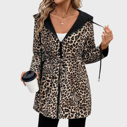 Leo - Abrigo reversible con capucha y estampado de leopardo