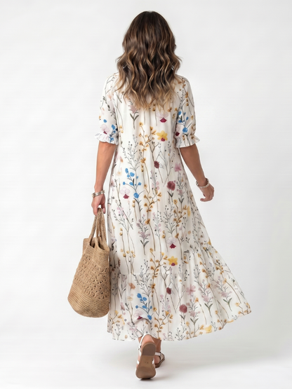 Sylvie | Vestido Midi Anudado Estampado Botánico