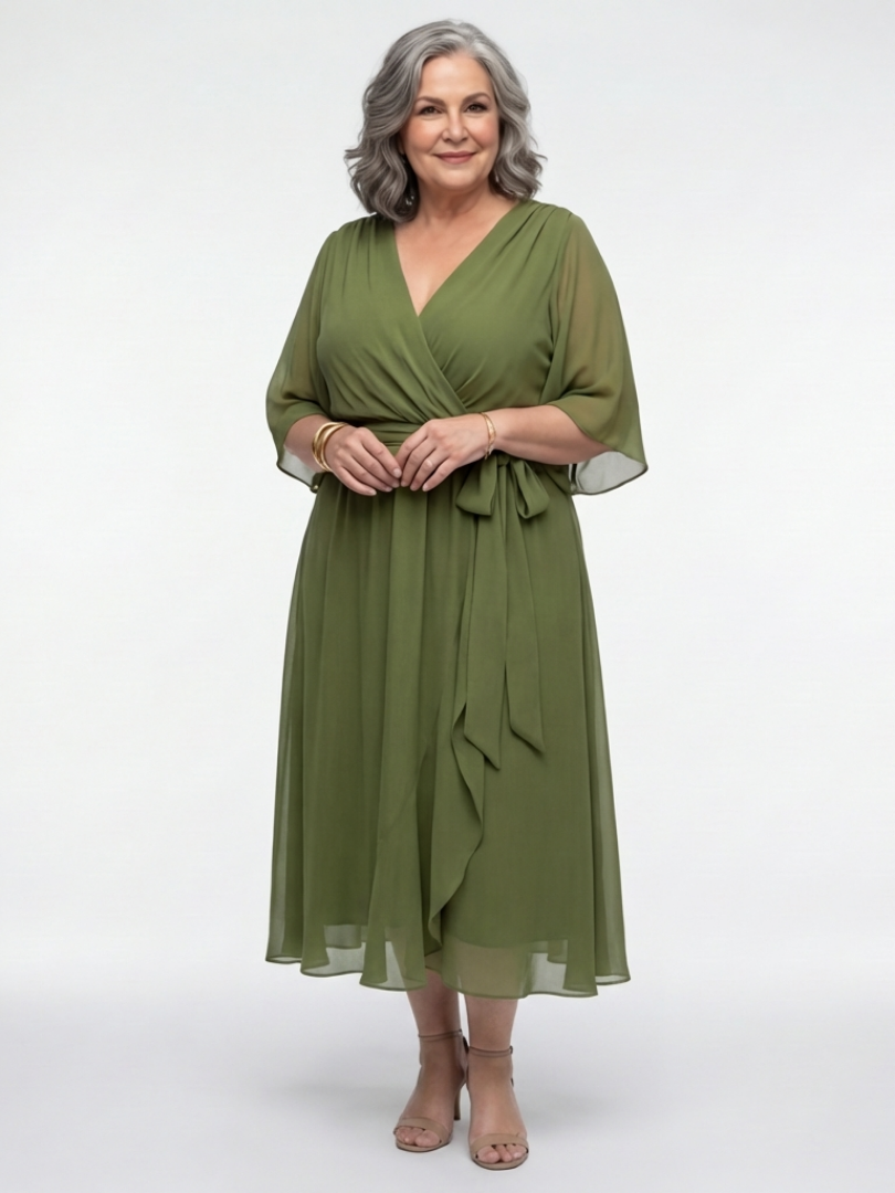 | Robe Midi Drapée a Encuellore Elysia