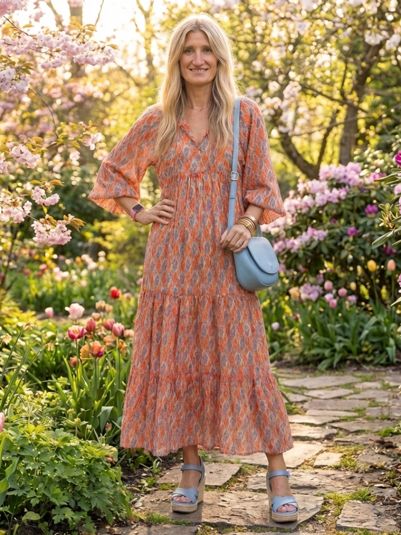 | Robe Midi Géométrique a Volants Chloé