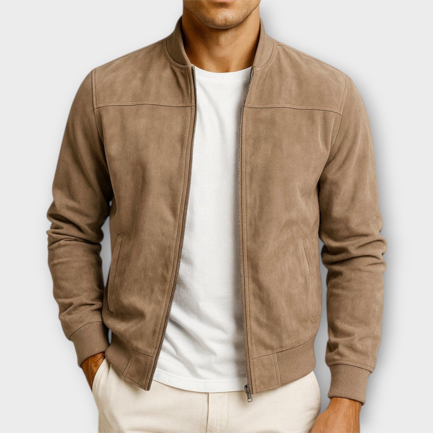 | VESTE BOMBER EN CUIR SUEDE HOMME