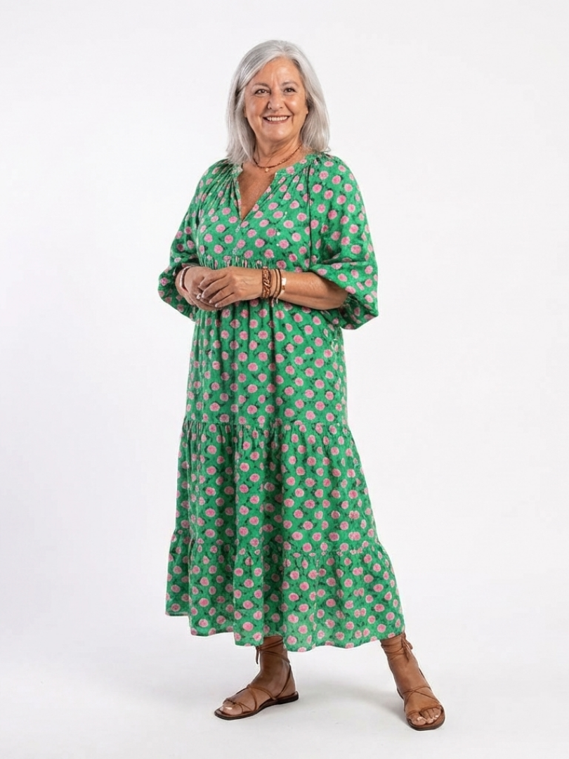 | Robe Midi Fleurie a Volants Camille