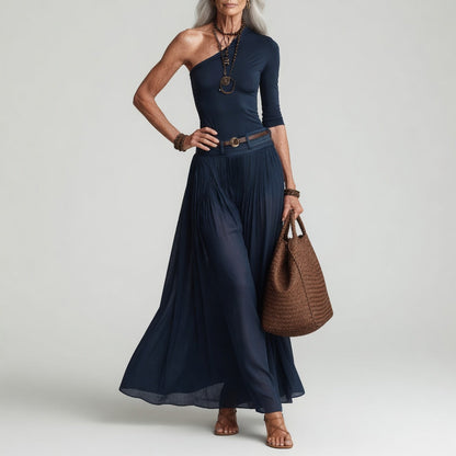 Constance™ — Vestido Largo Asimétrico Un Hombro Chic